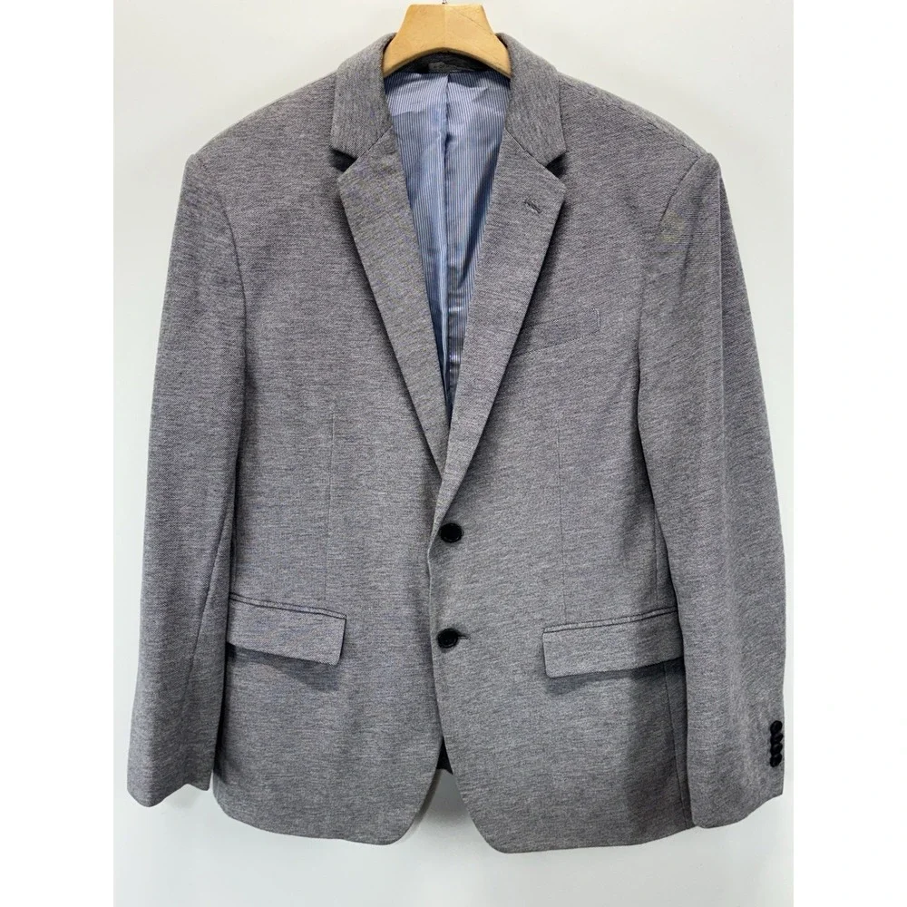 Banana Republic Mens Slim Fit Gray Knit Woven 2-Btn Blazer Jacket 42S Sport Coat